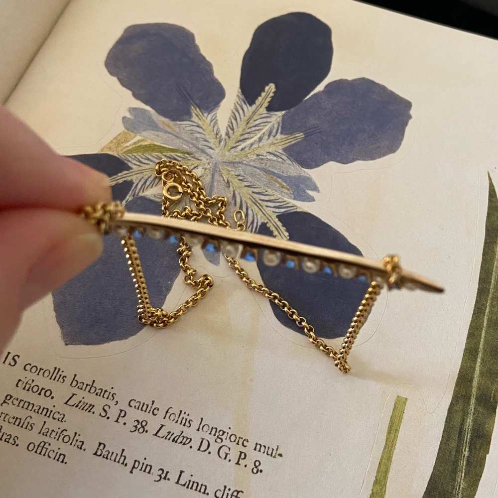Vintage 1920's Pendant - 14K Gold, Sapphires and Pearls - Commissioned Piece - Picture 5 of 12
